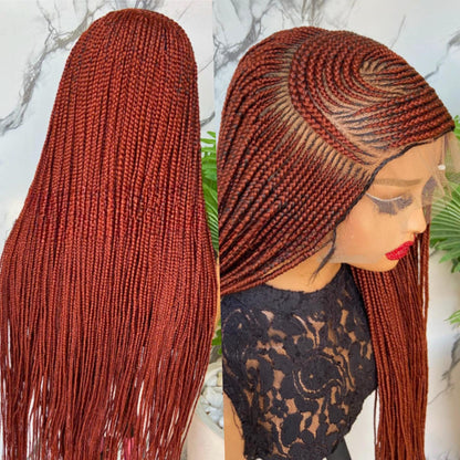Braided Wigs for Black Women Braided Wig – C-Cut Lace Frontal – Red Gold Black Rainbow Box Braid – product image 2