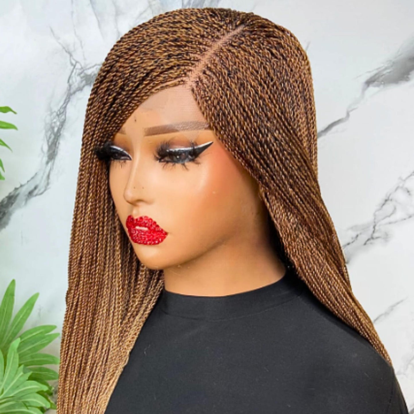 Braided Wigs for Black Women Micro Twist Braided Wig – Human Hair Lace Closure – 30 inch Lightweight Wig – product image 2