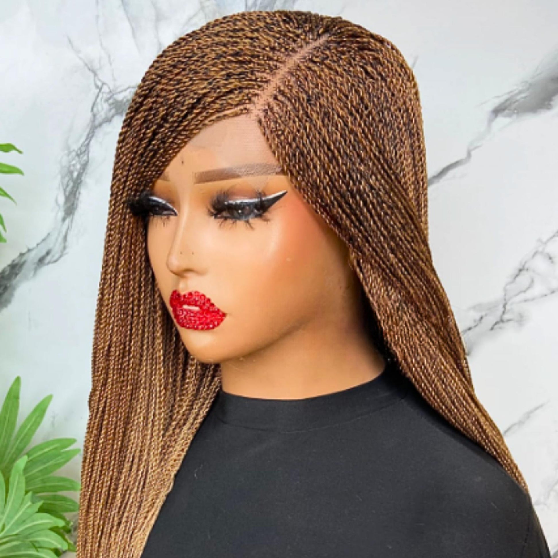 Braided Wigs for Black Women Micro Twist Braided Wig – Human Hair Lace Closure – 30 inch Lightweight Wig – product image 2