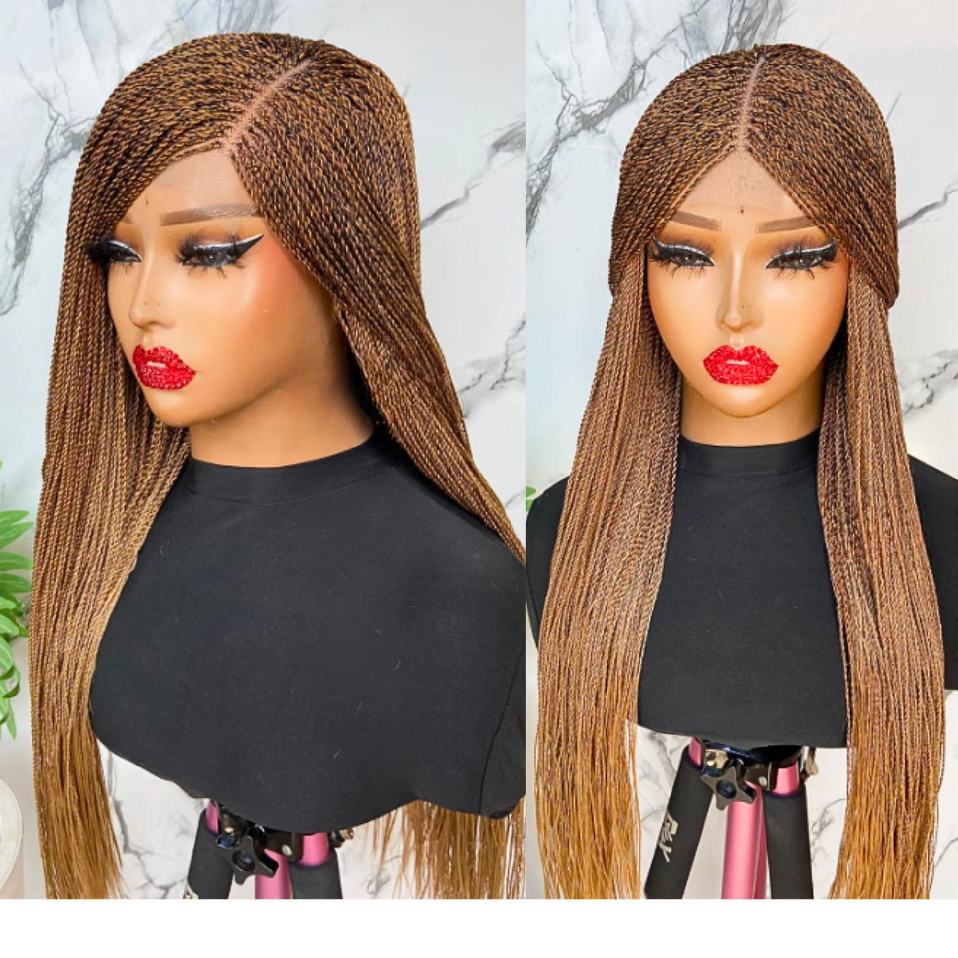 Braided Wigs for Black Women Micro Twist Braided Wig – Human Hair Lace Closure – 30 inch Lightweight Wig – product image 1