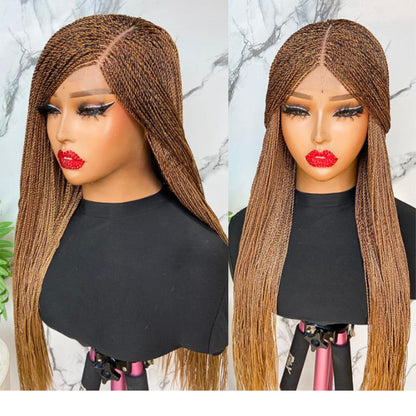 Braided Wigs for Black Women Micro Twist Braided Wig – Human Hair Lace Closure – 30 inch Lightweight Wig – product image 1