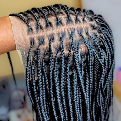 Braided Wigs for Black Women Knotless Box Braid Bob Wig – Black Curly Human Hair Lace Closure – product image 6