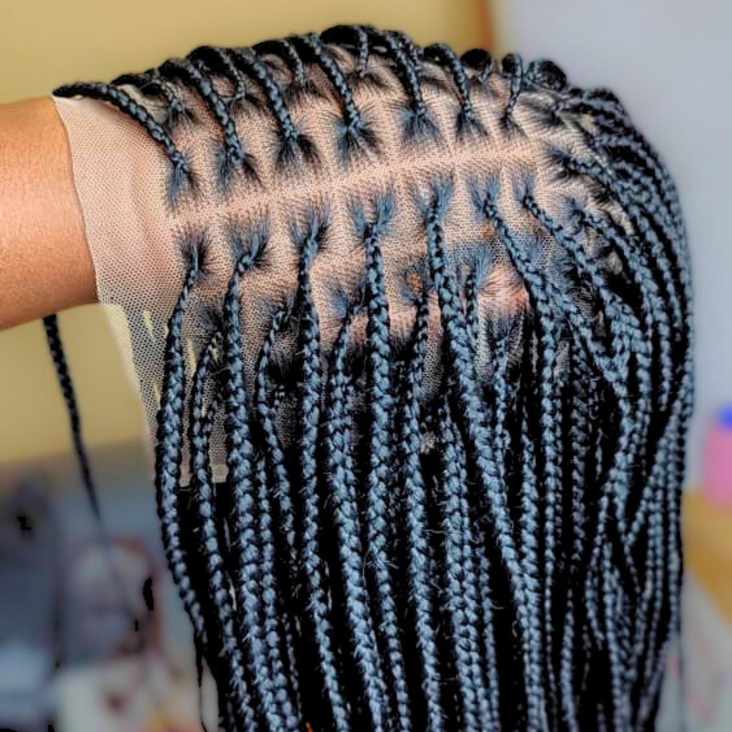 Braided Wigs for Black Women Knotless Box Braid Bob Wig – Black Curly Human Hair Lace Closure – product image 7