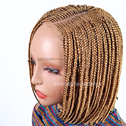 Braided Wigs for Black Women Bob Braids Wig – Short Brown Cornrow Wig with Gold Side Part – product image 4