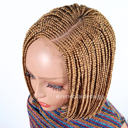 Braided Wigs for Black Women Bob Braids Wig – Short Brown Cornrow Wig with Gold Side Part – product image 8