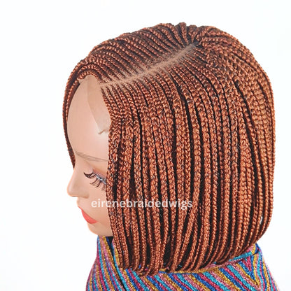 Braided Wigs for Black Women Bob Braids Wig – Short Brown Cornrow Wig with Gold Side Part – product image 4