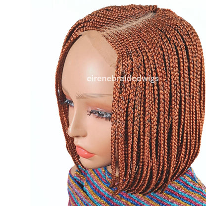 Braided Wigs for Black Women Bob Braids Wig – Short Brown Cornrow Wig with Gold Side Part – product image 7