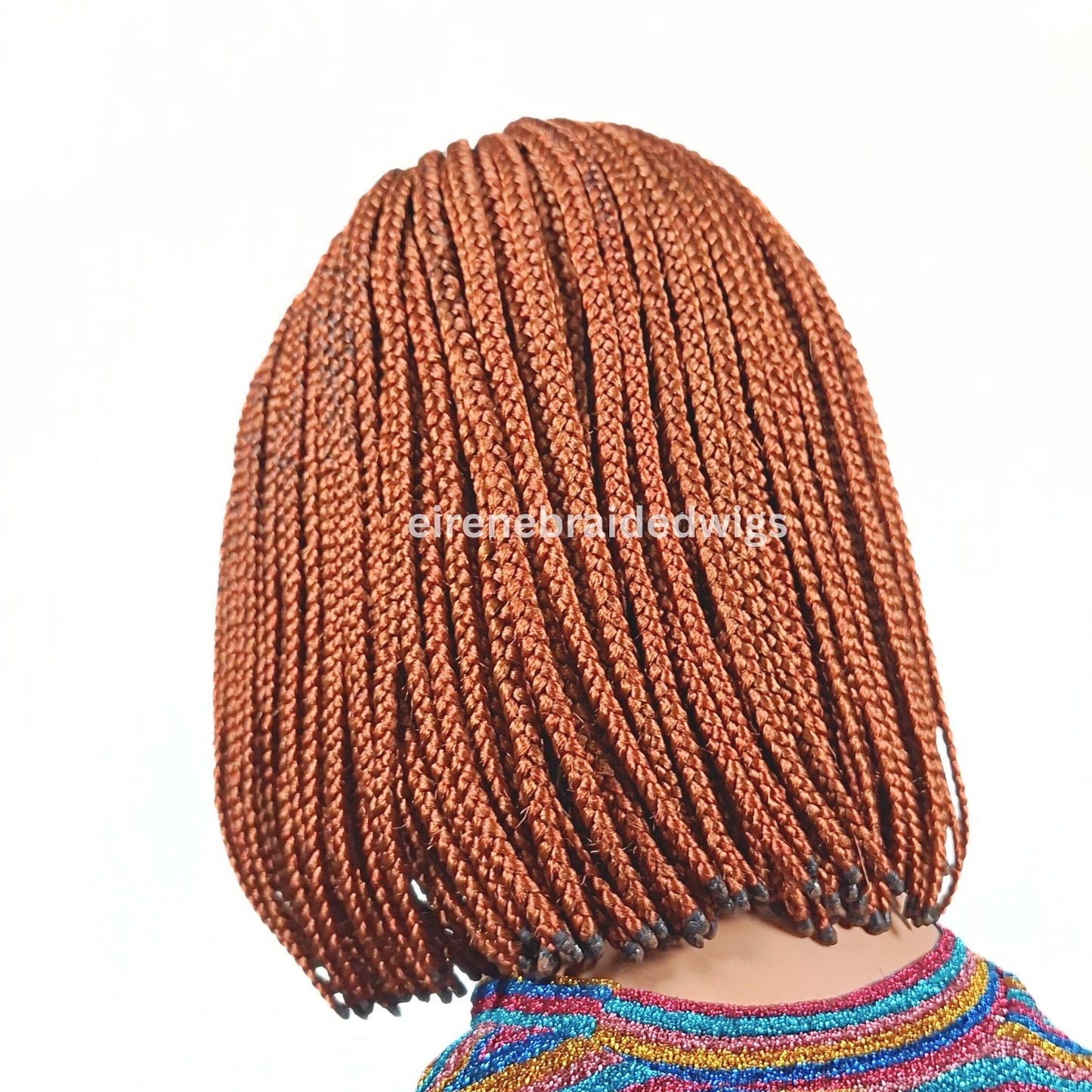 Braided Wigs for Black Women Bob Braids Wig – Short Brown Cornrow Wig with Gold Side Part – product image 8