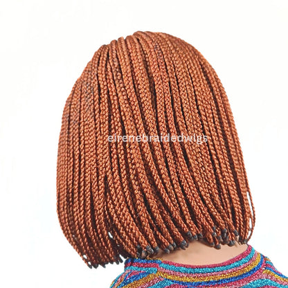 Braided Wigs for Black Women Bob Braids Wig – Short Brown Cornrow Wig with Gold Side Part – product image 8