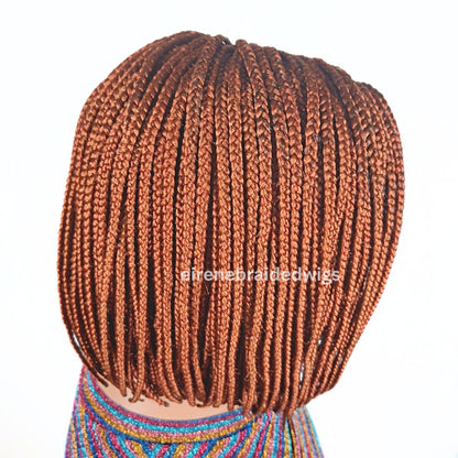 Braided Wigs for Black Women Bob Braids Wig – Short Brown Cornrow Wig with Gold Side Part – product image 5