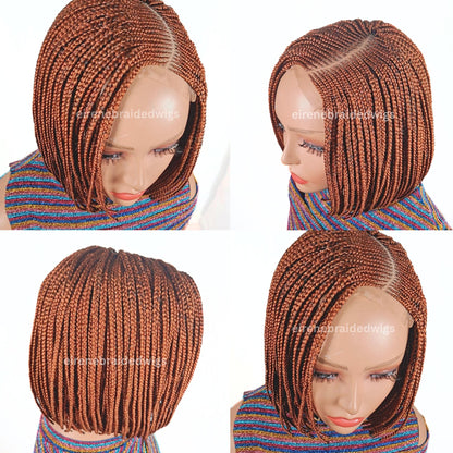 Braided Wigs for Black Women Bob Braids Wig – Short Brown Cornrow Wig with Gold Side Part – product image 2