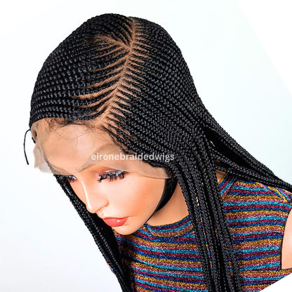 Braided Wigs for Black Women Fulani Braided Wig – Ghana Weave Crochet – Lace Frontal Human Hair – product image 3