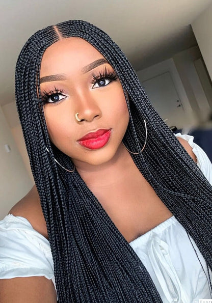 26inches Braided Wigs for Black Women Handmade Braided Wig – Cornrow Weave – 2x4 Lace Closure – product image 2