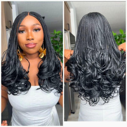 Braided Wigs for Black Women Knotless Braid Wig – Spanish Curls – Nano Twist – Human Hair Lace Front – product image 5