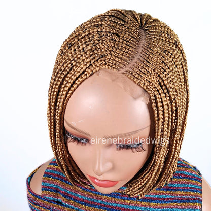 Braided Wigs for Black Women Bob Braids Wig – Short Brown Cornrow Wig with Gold Side Part – product image 7