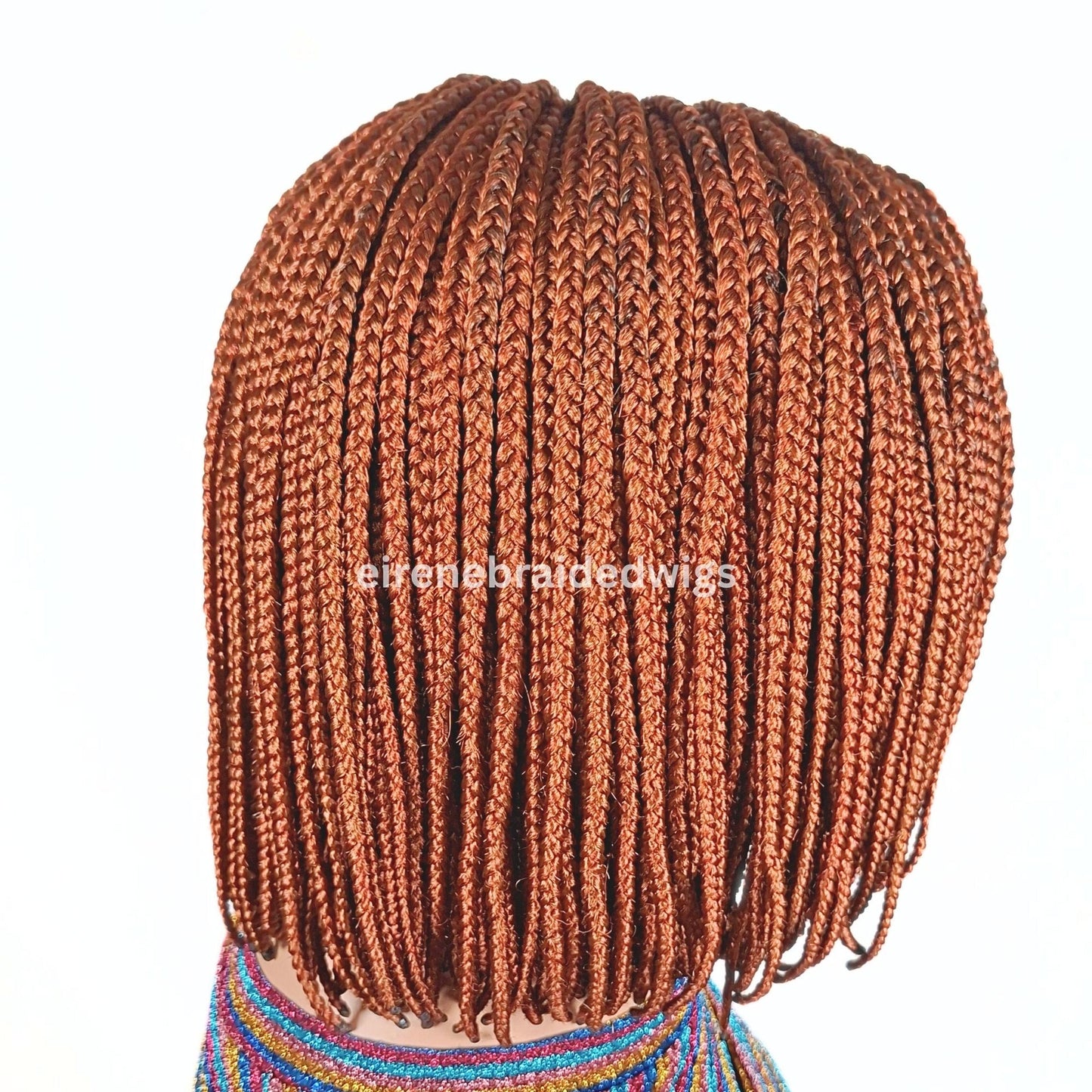 Braided Wigs for Black Women Bob Braids Wig – Short Brown Cornrow Wig with Gold Side Part – product image 9