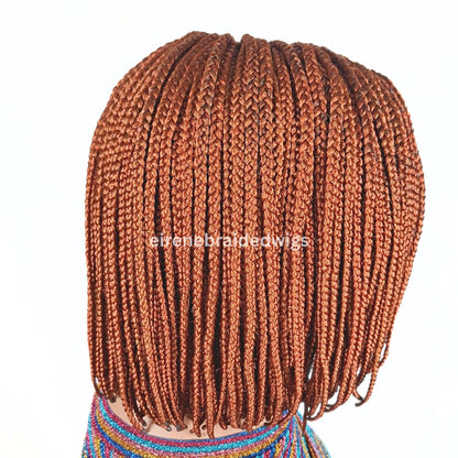 Braided Wigs for Black Women Bob Braids Wig – Short Brown Cornrow Wig with Gold Side Part – product image 9