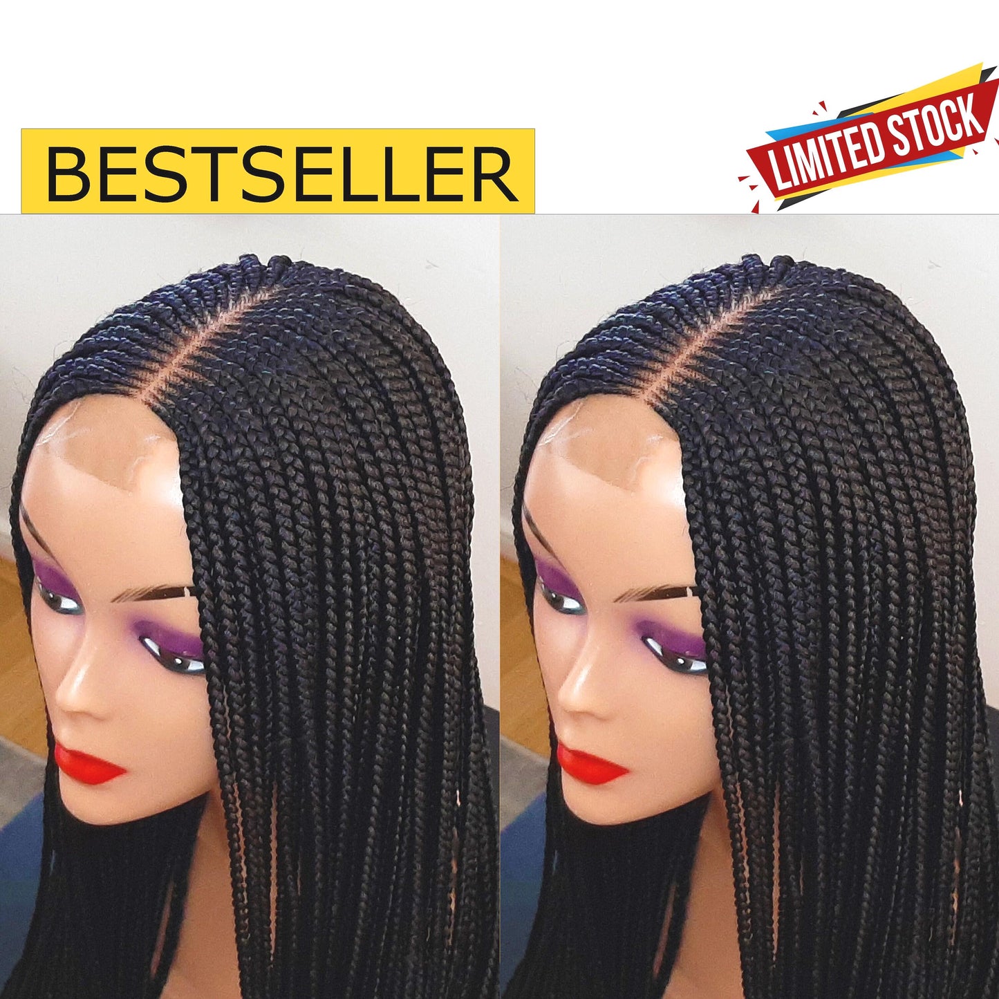 26inches Braided Wigs for Black Women Handmade Braided Wig – Cornrow Weave – 2x4 Lace Closure – product image 1