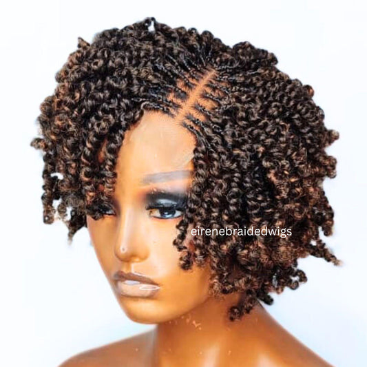 Ombre SpringTwist Braided Wigs for Black Women – Lightweight Lace Front Bob Wig – product image 1