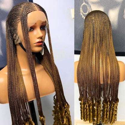 Braided Wigs for Black Women Handmade French Curl Conow Wig – Boho Goddess Locs – Lace Frontal – product image 1