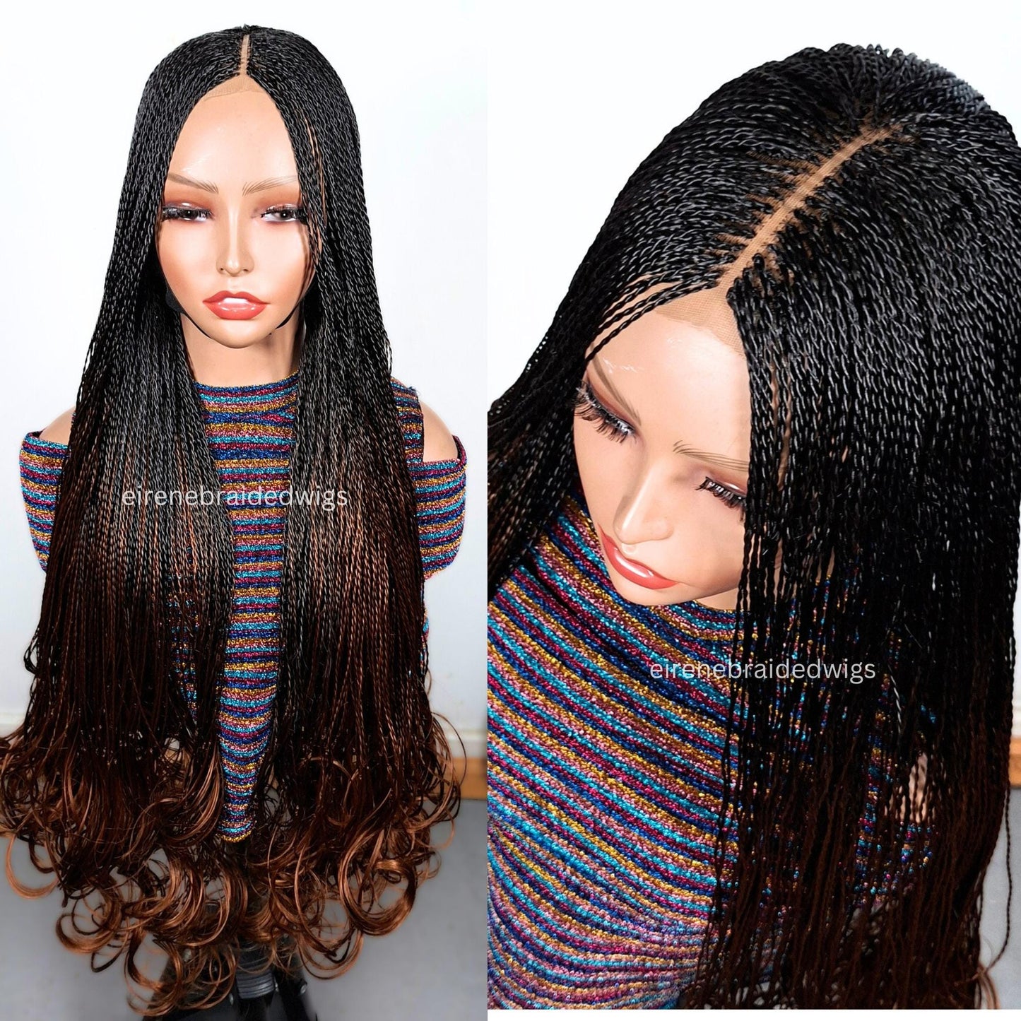 Spanish French curls braided wigs for women – boho goddess locks wig – single braids senegalese micro twist wig – nano braids – – product image 5