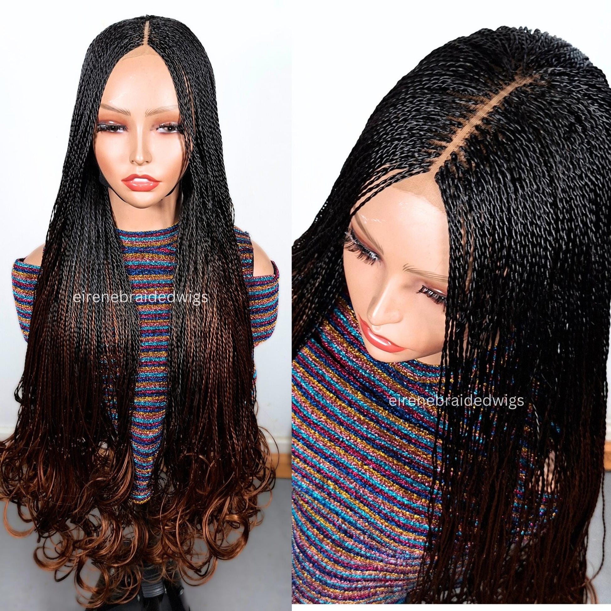 Spanish French curls braided wigs for women – boho goddess locks wig – single braids senegalese micro twist wig – nano braids – – product image 5
