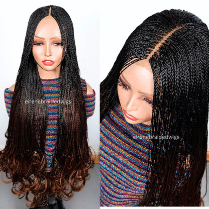 Spanish French curls braided wigs for women – boho goddess locks wig – single braids senegalese micro twist wig – nano braids – – product image 5