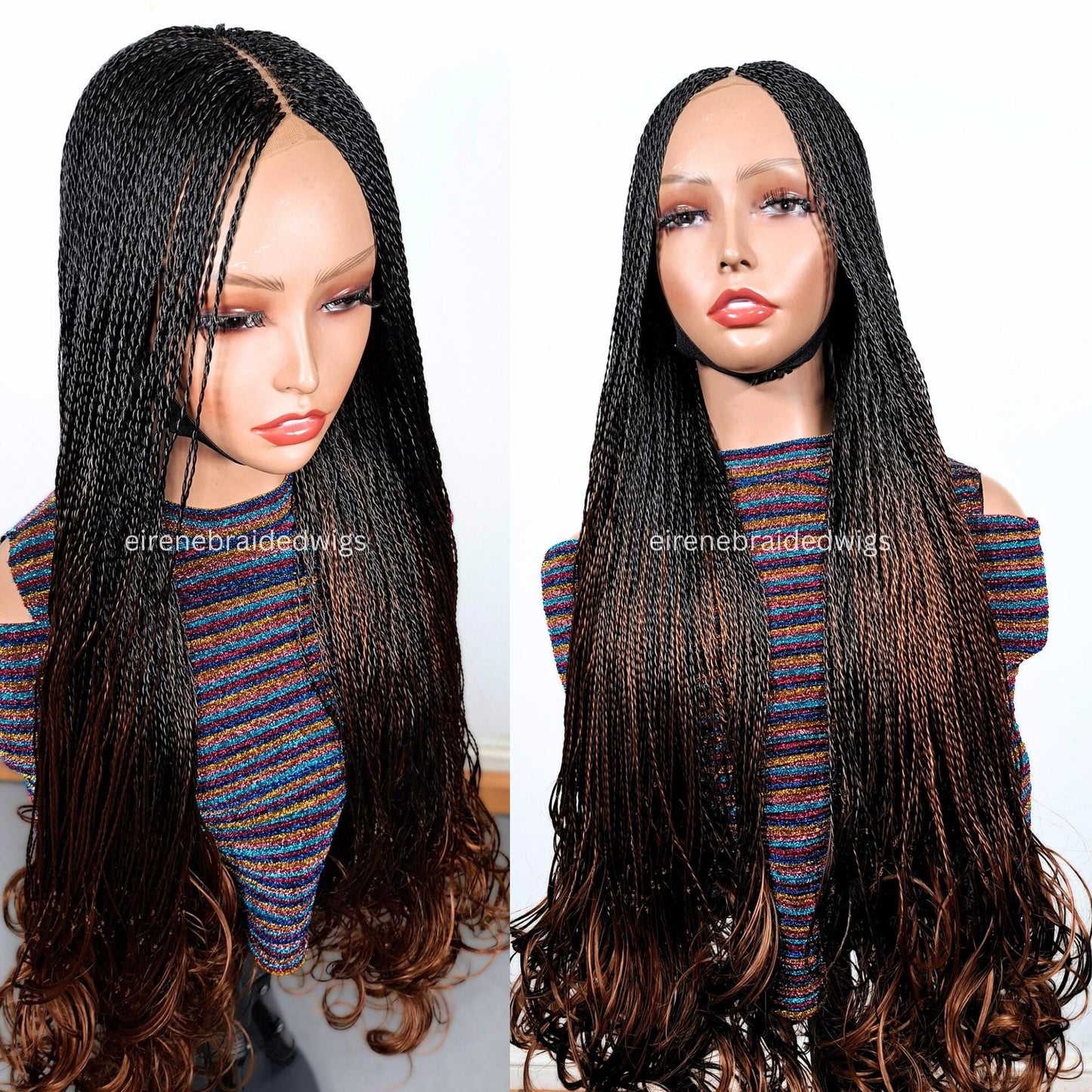 Spanish French curls braided wigs for women – boho goddess locks wig – single braids senegalese micro twist wig – nano braids – – product image 8