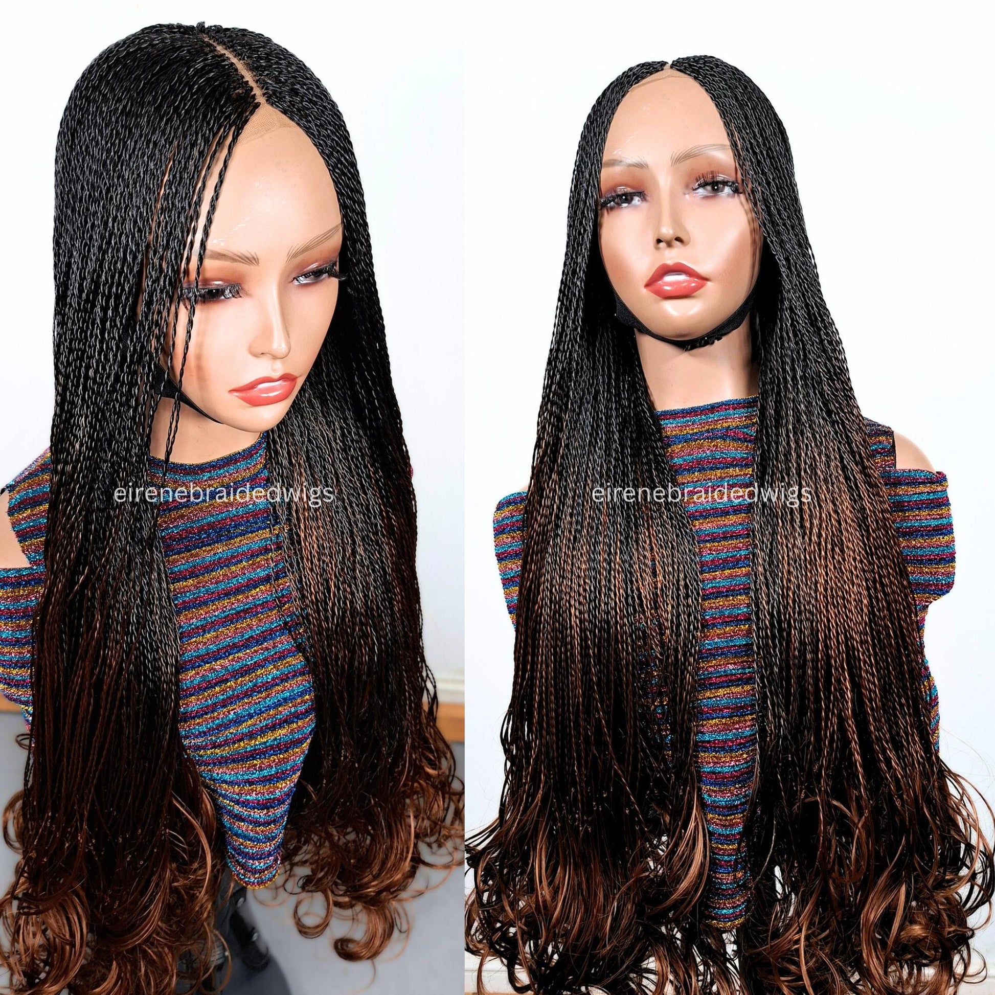 Spanish French curls braided wigs for women – boho goddess locks wig – single braids senegalese micro twist wig – nano braids – – product image 8