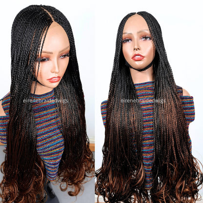 Spanish French curls braided wigs for women – boho goddess locks wig – single braids senegalese micro twist wig – nano braids – – product image 8