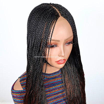 Spanish French curls braided wigs for women – boho goddess locks wig – single braids senegalese micro twist wig – nano braids – – product image 2