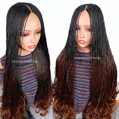 Spanish French curls braided wigs for women – boho goddess locks wig – single braids senegalese micro twist wig – nano braids – – product image 3
