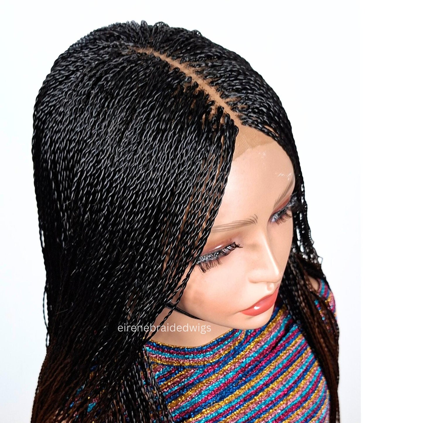 Spanish French curls braided wigs for women – boho goddess locks wig – single braids senegalese micro twist wig – nano braids – – product image 9
