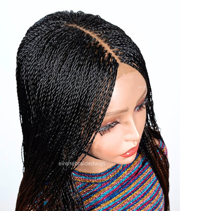 Spanish French curls braided wigs for women – boho goddess locks wig – single braids senegalese micro twist wig – nano braids – – product image 9
