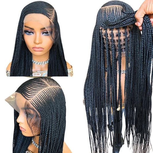 Full Lace Cornrow Braided Wigs for Black Women – Fulani Braid Wig – Ghana Weave Crochet – product image 1