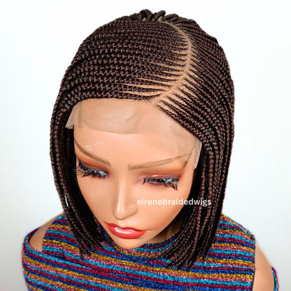 Braided Wigs for Black Women Bob Braids Wig – Short Brown Cornrow Wig – product image 6