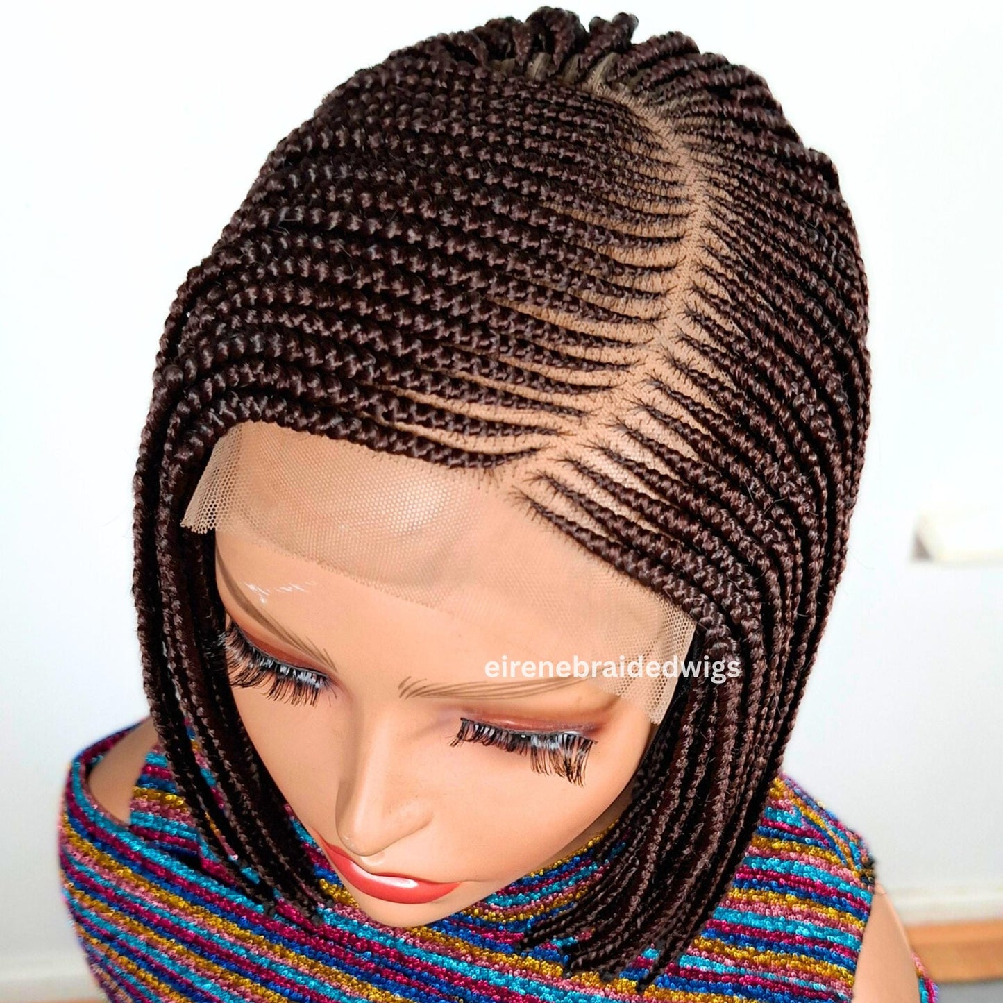 Braided Wigs for Black Women Bob Braids Wig – Short Brown Cornrow Wig – product image 8