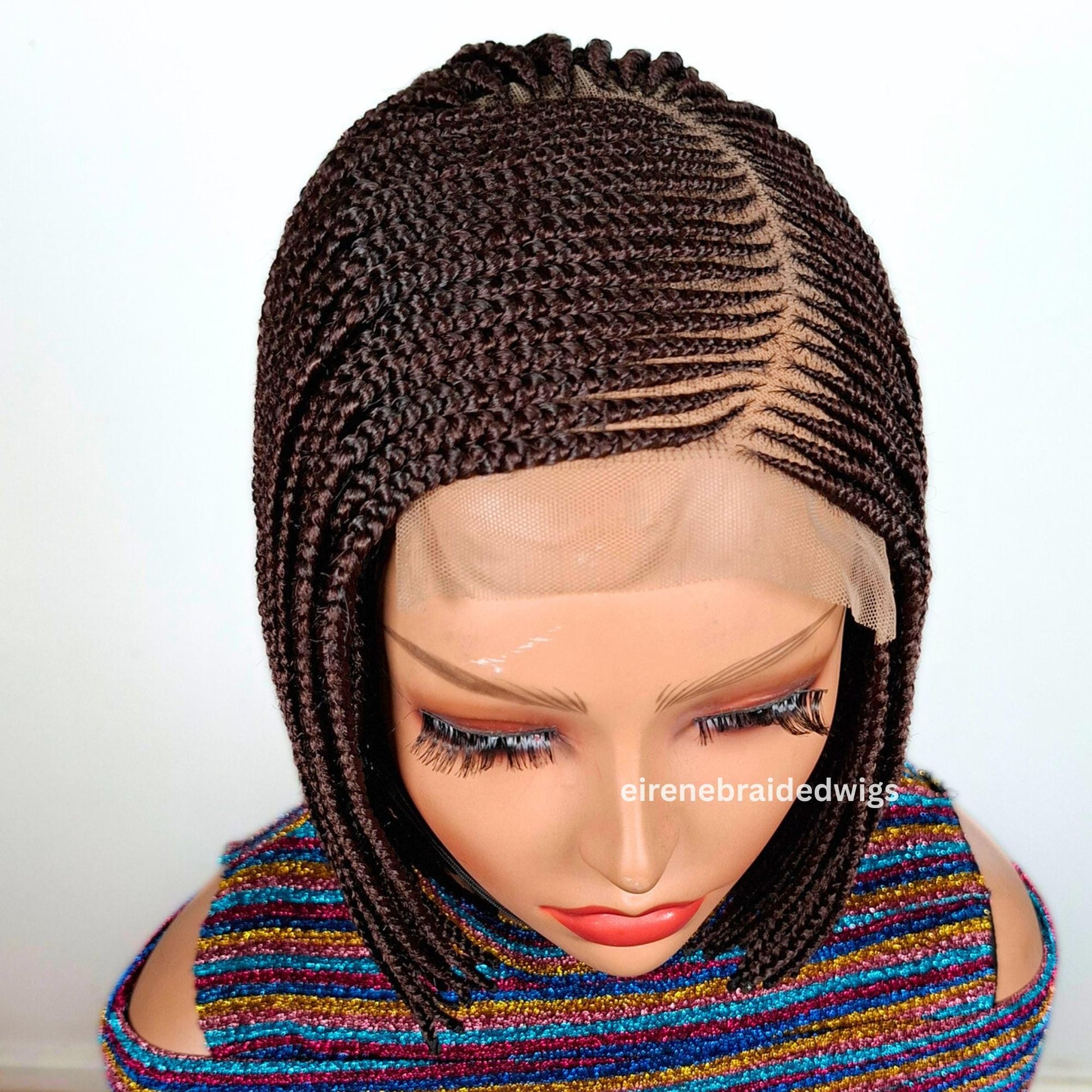 Braided Wigs for Black Women Bob Braids Wig – Short Brown Cornrow Wig – product image 1
