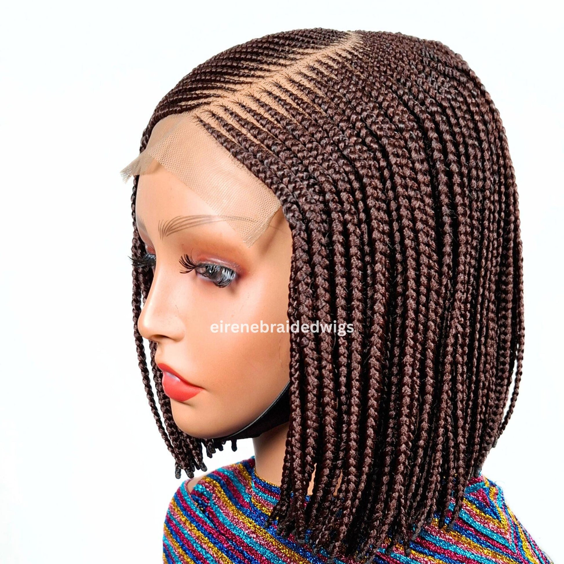 Braided Wigs for Black Women Bob Braids Wig – Short Brown Cornrow Wig – product image 3
