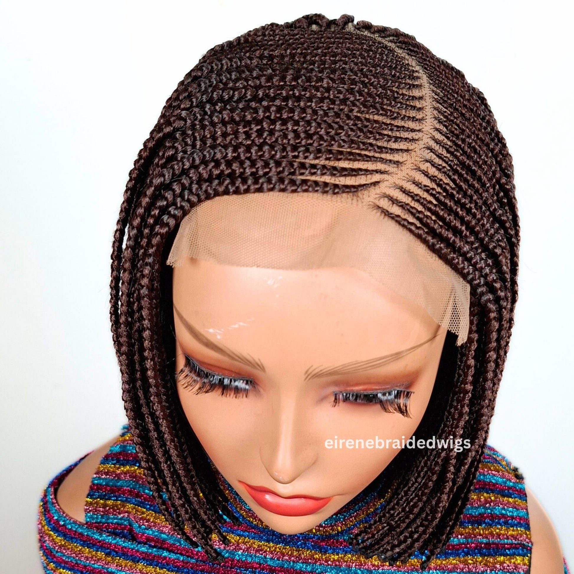 Braided Wigs for Black Women Bob Braids Wig – Short Brown Cornrow Wig – product image 8