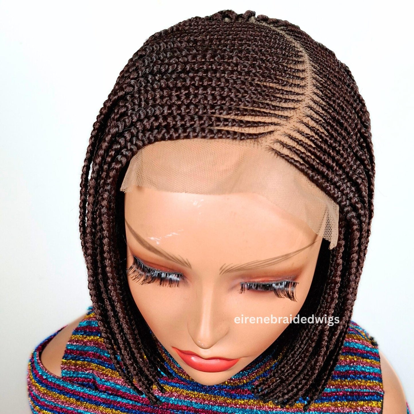 Braided Wigs for Black Women Bob Braids Wig – Short Brown Cornrow Wig – product image 10