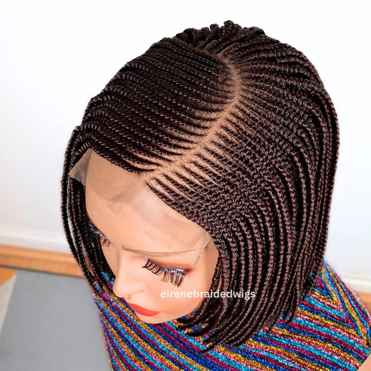 Braided Wigs for Black Women Bob Braids Wig – Short Brown Cornrow Wig – product image 4