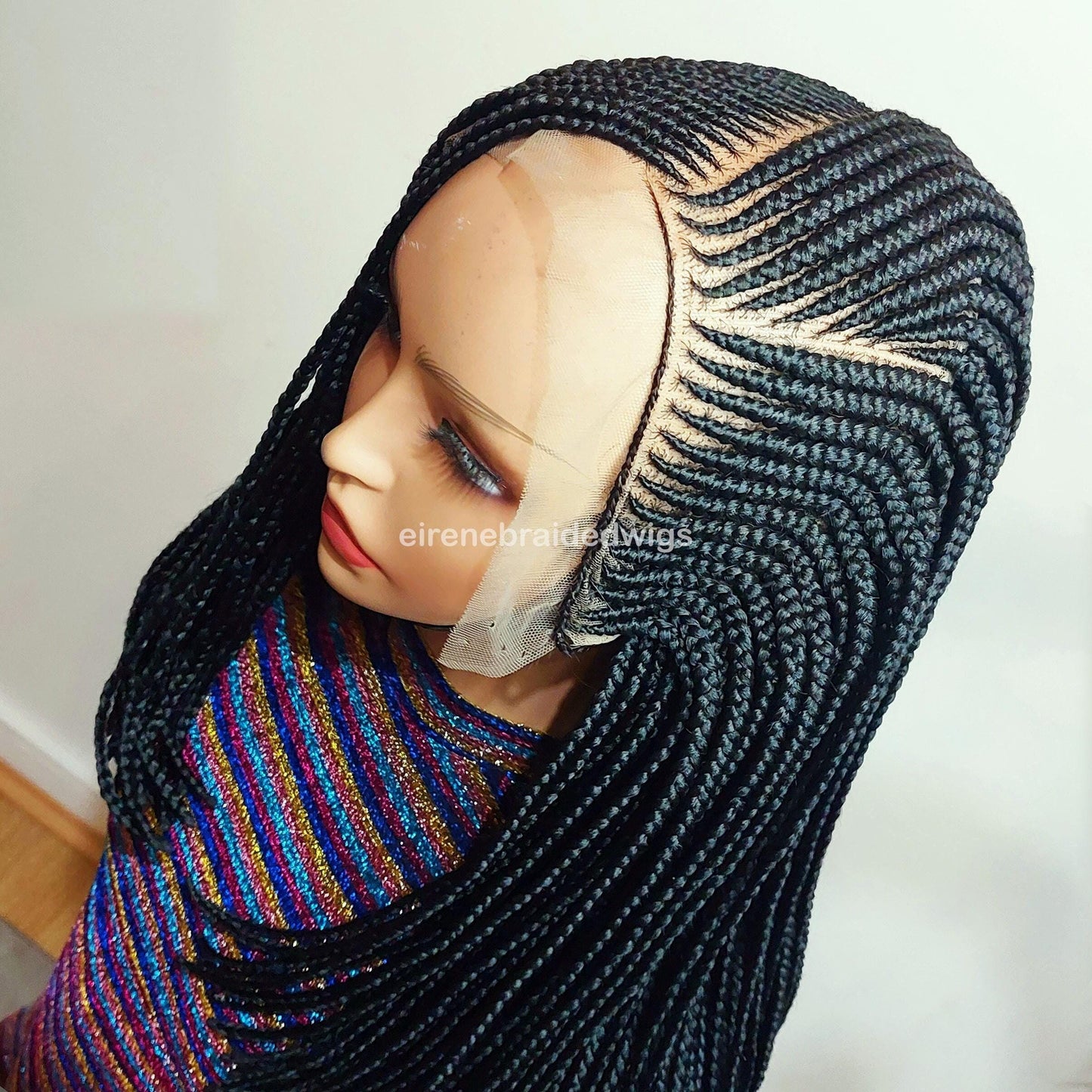 Braided Wigs for Black Women – Short Bob Cornrow Wig – 16-Inch Lace Frontal Black Box Braids – product image 2