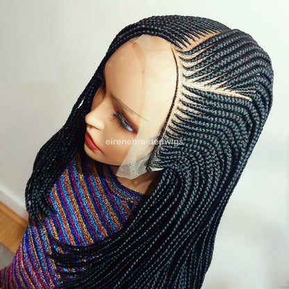 Braided Wigs for Black Women – Short Bob Cornrow Wig – 16-Inch Lace Frontal Black Box Braids – product image 2