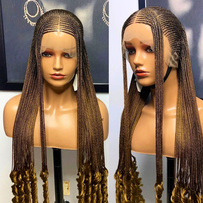 Braided Wigs for Black Women Handmade French Curl Conow Wig – Boho Goddess Locs – Lace Frontal – product image 3
