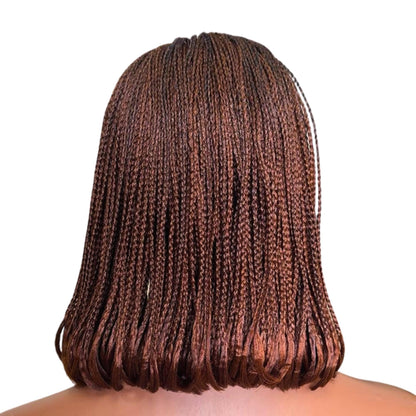 Bob Cornrow braided wig for Black Women – Curly human hair lace-frontal african tribal light-weight side-parting 14-inch long box – product image 2