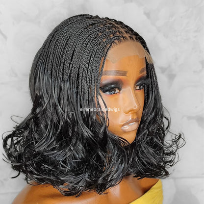 Braided Wigs for Black Women 16in Knotless Spanish Curls Braided Wig – Lace Frontal Box Bob Braids – product image 2
