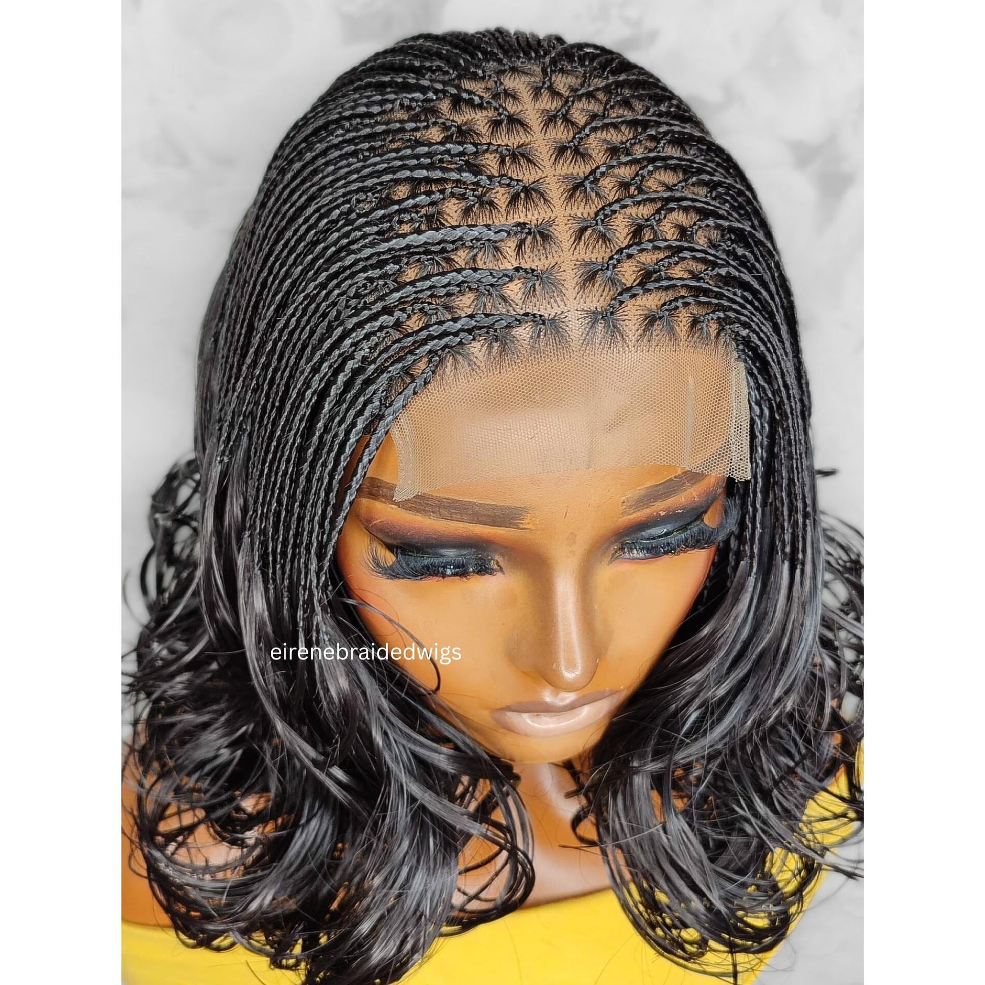 Braided Wigs for Black Women 16in Knotless Spanish Curls Braided Wig – Lace Frontal Box Bob Braids – product image 1