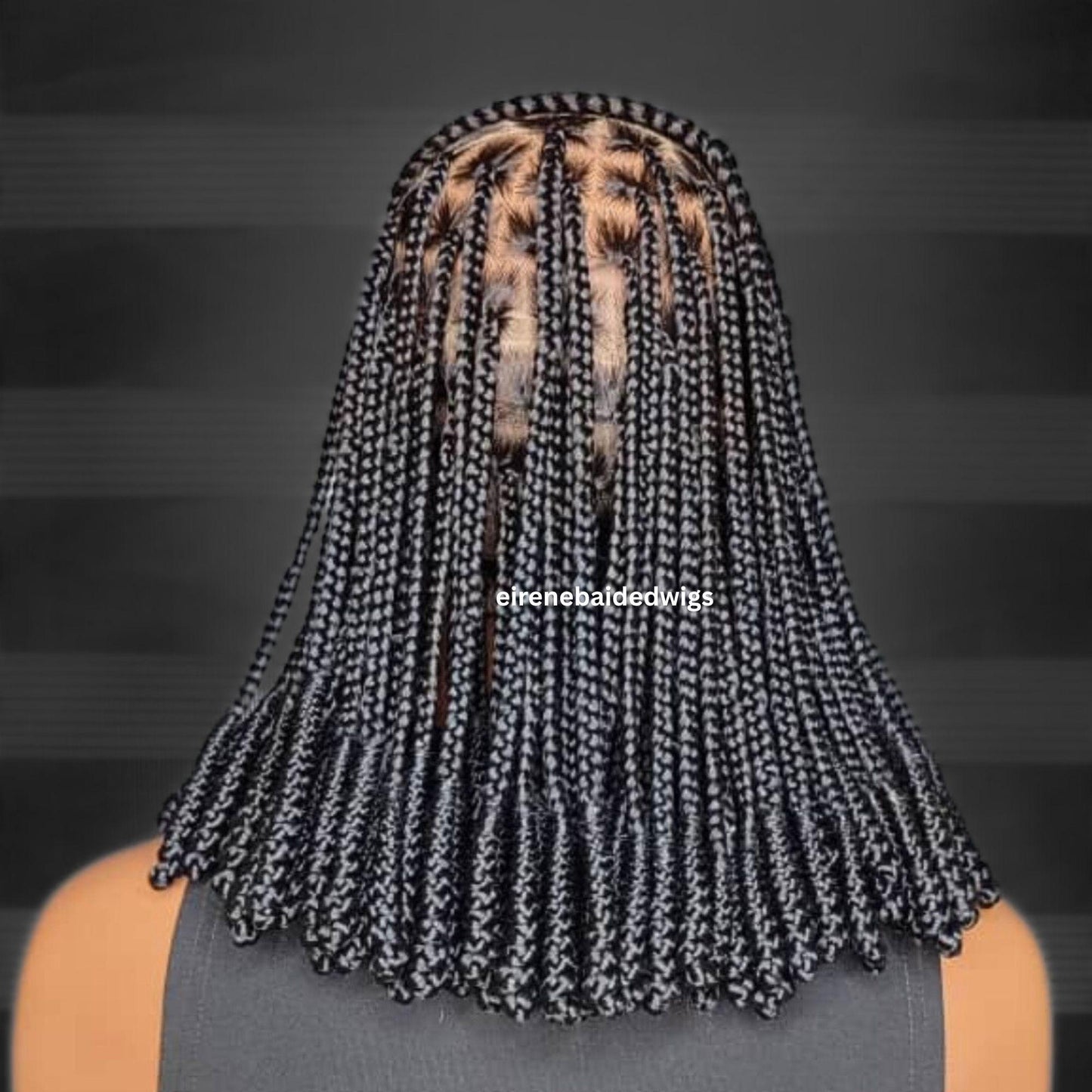 Bantu Knots Short Bob Cornrow Braided Wigs for Black Women – Fulani Ghana Weaving Lace Frontal 14inch wig – product image 6