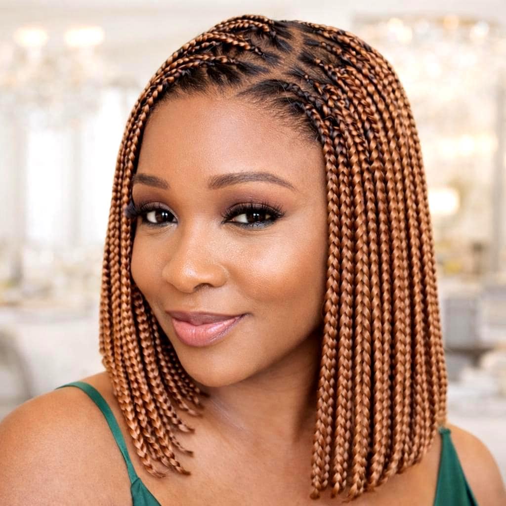 Braided Wigs for Black Women Box Braids Bob Wig – 10 Inch Lace Frontal Wig – product image 1